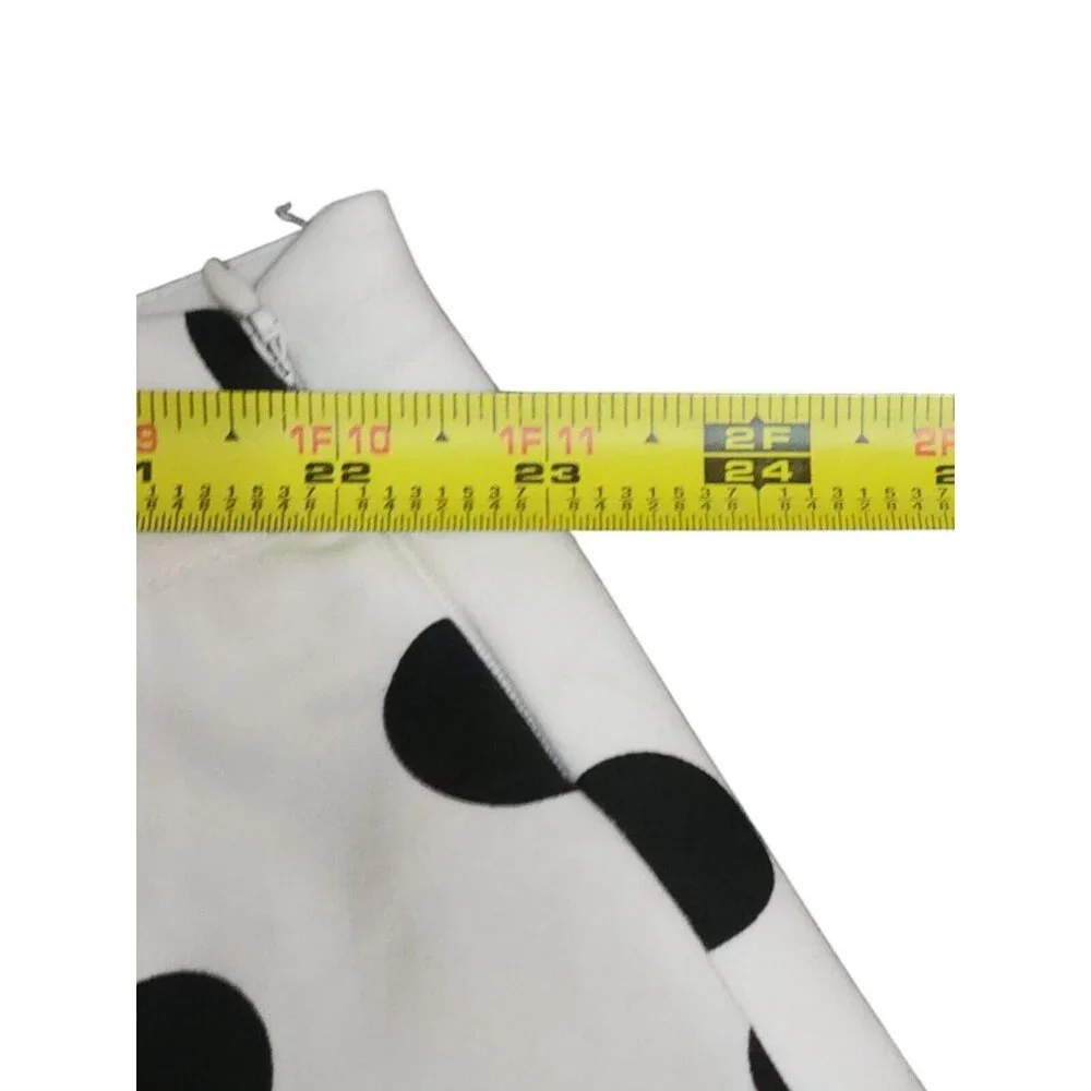 White Black Polkadot A-line Skirt 24W Retro Rockabilly Pockets Crinoline Lined - Picture 10 of 15